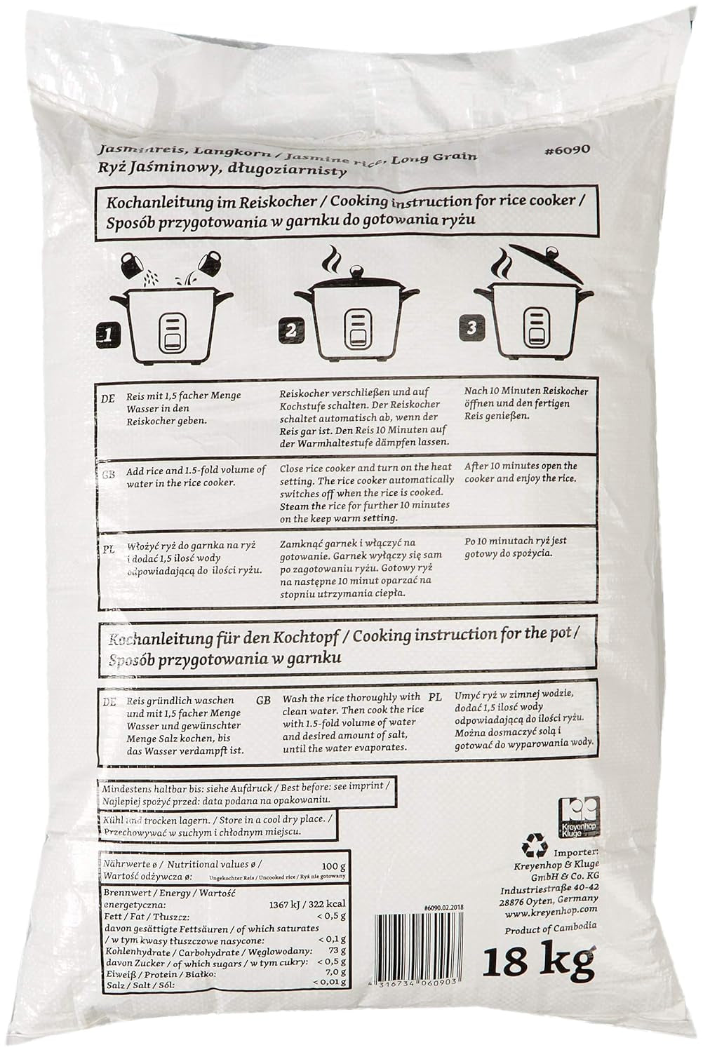 RICEFIELD Duftreis, Langkorn, 1 Packung (1 x 18 kg)