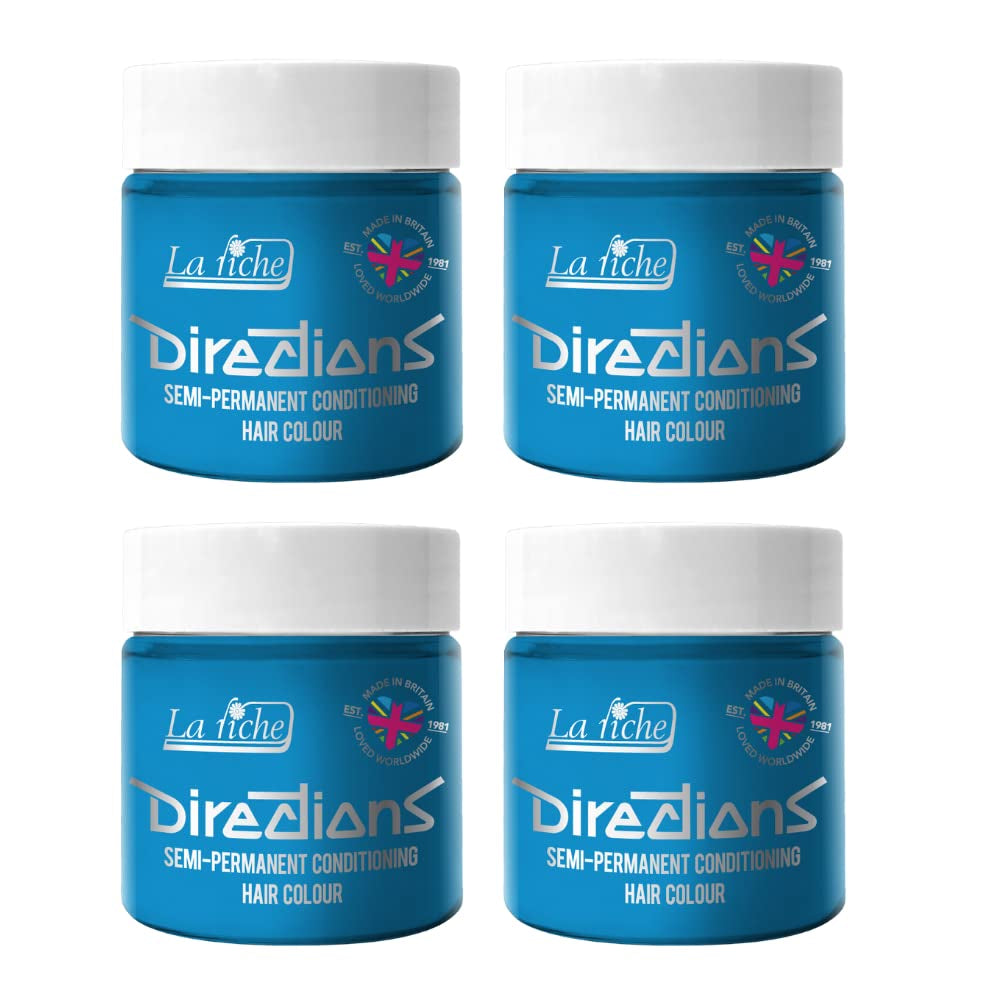 Directions semipermanente Haarfarbe 100 ml Box 4er Pack (Pillarbox Red) Naty Shop Pastellblaue Haarfarbe 400 ml (1 Packung)