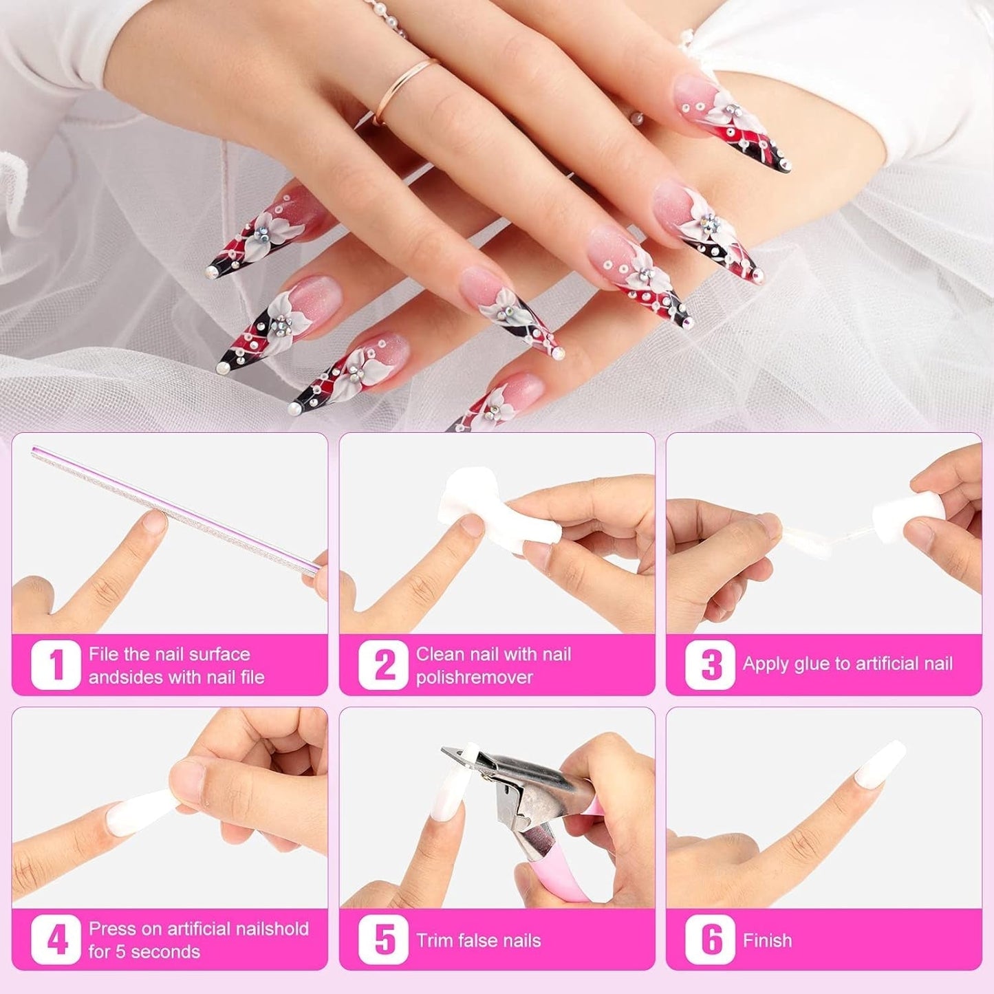 Nagelspitzenkleber, BOLASEN Extra starker Nagelkleber, 4 Stück rissiger Nagelkleber, Nagelkleber, extra starker künstlicher Nagelkleber, Nagelkleber – 4 * 7 ml