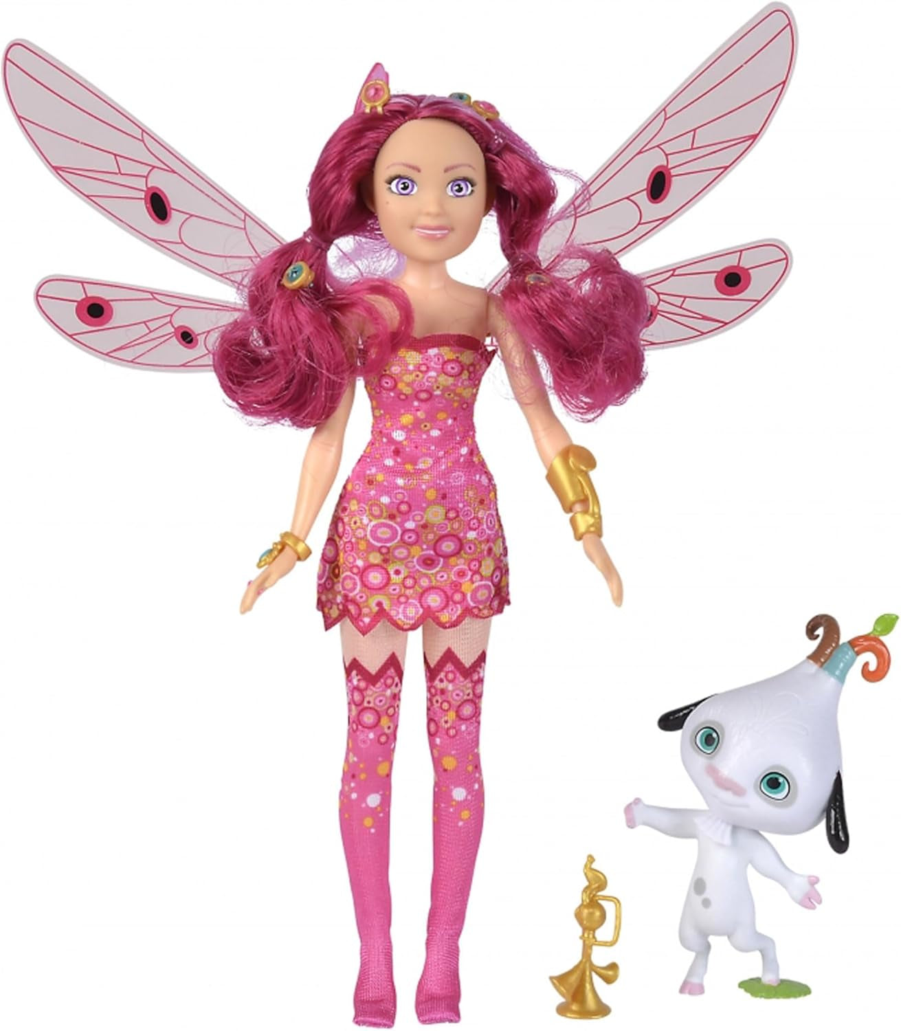 Simba 109483042 Mia and Me Ankleidepuppe, Phuddle mit Trumptus, Elfe mit Flügeln und beweglichen Beinen, 6X Haarspangen, 2X Armband, ab 3 Jahren, mehrfarbig, 23 cm Naty Shop Armreifpuppen