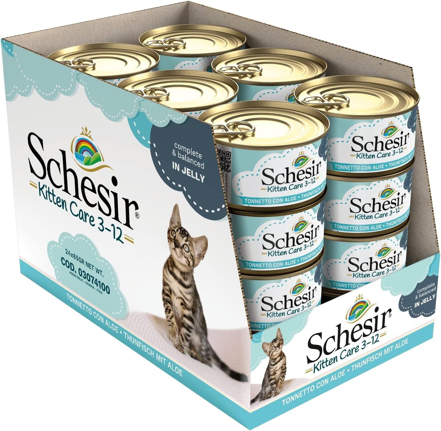 Nassfutter für Katzen Cat Jelly Kitten Thunfisch mit Aloe Vera, Gelee, 24 Boxen x 85 g