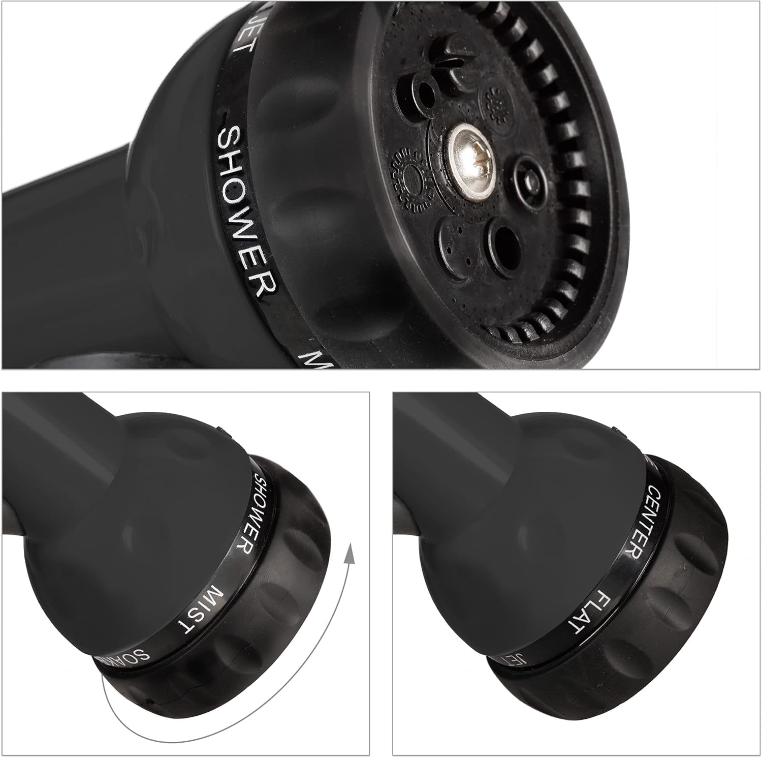 Relaxdays Spiralschlauch, ausziehbar bis 10 m, flexibler Gartenschlauch mit Wassersprüher, 7 Sprühmuster, schwarz