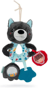 Lilliputiens – Multifunktionsringe „Louis der Wolf“ – Rassel für Babys mit Geräuschen, Texturen und Farben – Leicht zu fangen – Stimuliert die Sinne und fördert die Motorik – Ab 3 Monaten – 83505 Spielzeug Bebe Naty Shop Louis