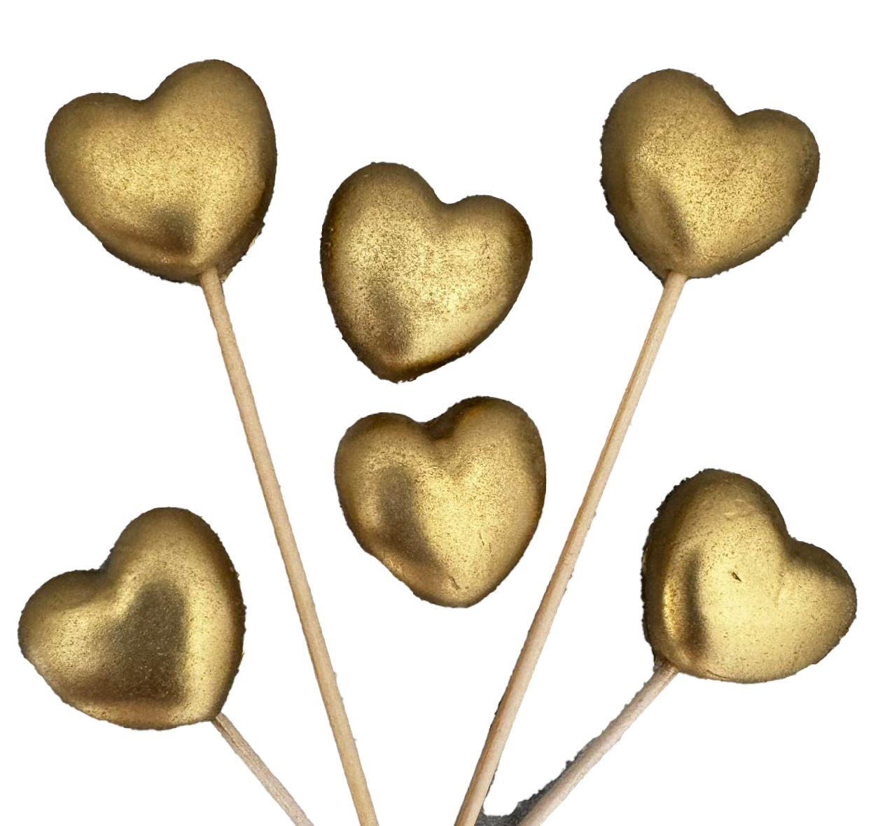 Set mit 6 essbaren Zuckerdekorationen, Golden Hearts Zuckerpastendekorationen Naty Shop