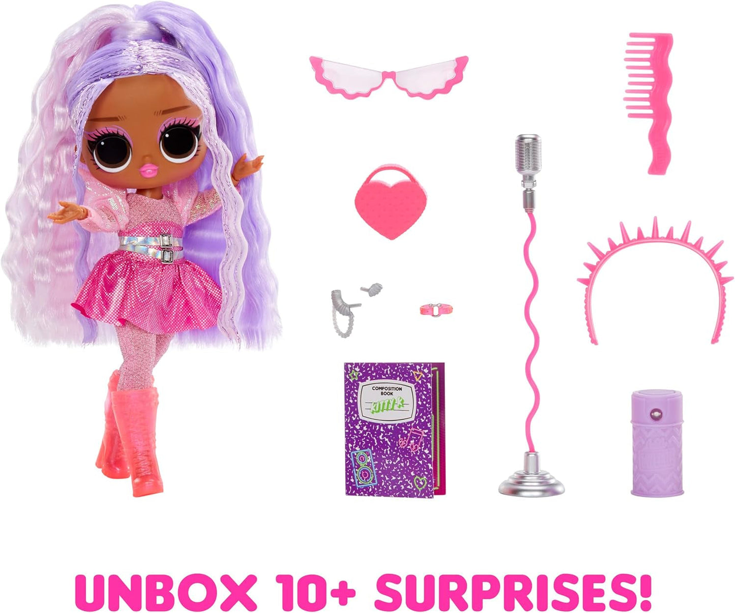 L.O.L. Überraschung! Tweens Neon Pop Stars – Kitty K – 1 Modepuppe mit hintergrundbeleuchteten Überraschungen und mehr als 10 Popstar-Outfits und Accessoires, einschließlich Retro-Mikrobändern, Geschenk für Kinder ab 4 Jahren, Naty Shop Dolls