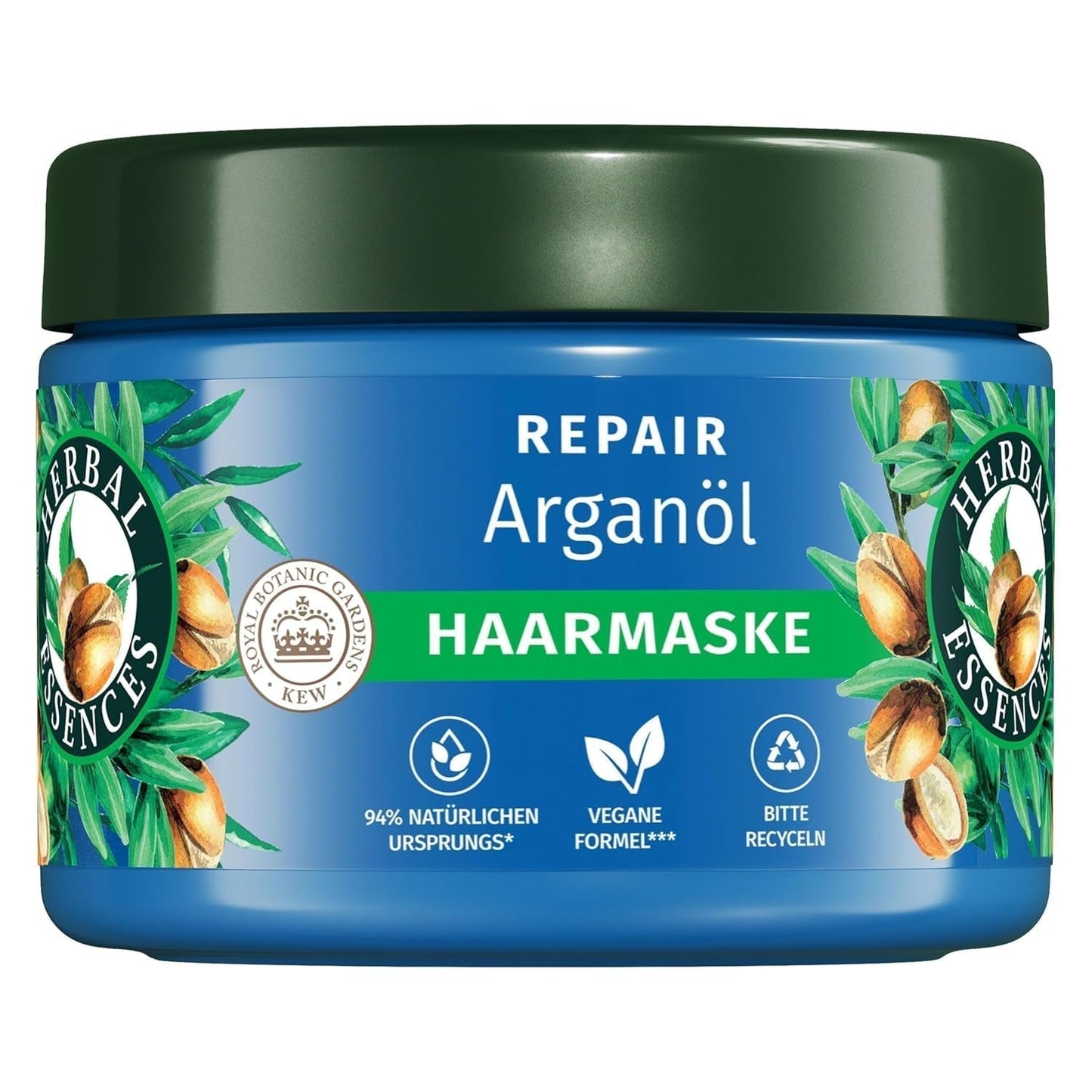Herbal Essences Haarreparaturmaske mit Arganöl 300 ml. Von geschädigtem Haar bis hin zu glatterem und glänzenderem Haar. Intensivpflege. Mit Inhaltsstoffen natürlichen Ursprungs. Vegane Naty Shop Haarmaske 300 ml (1 Packung) Haarmaske