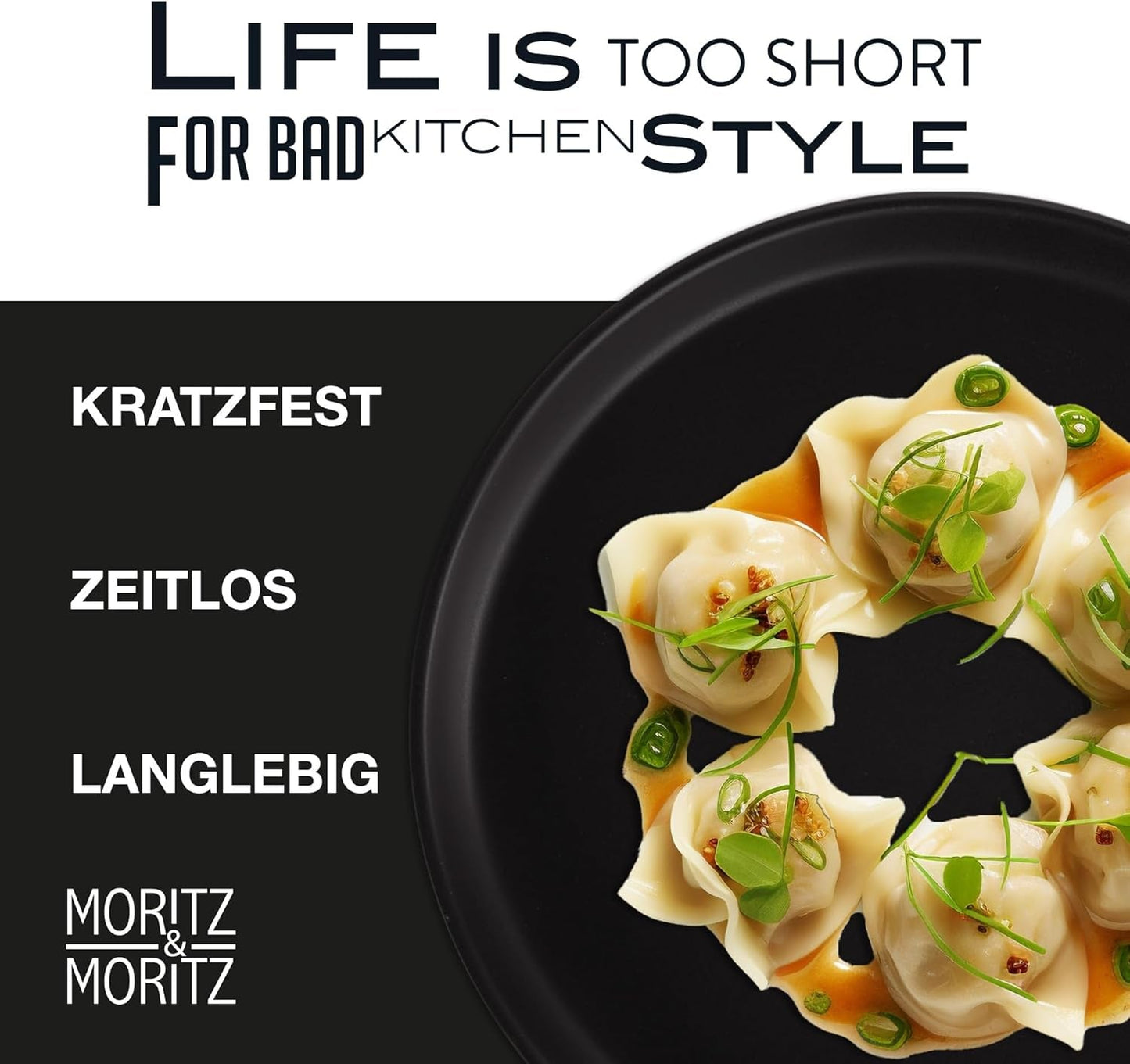 Moritz & Moritz NORDIC 6-Personen-Geschirrset – 18-teiliges Geschirrset aus schwarzem Steinzeug – skandinavisches Design – Robustes 6-Personen-Geschirrset für den täglichen Gebrauch und Gäste – Kombi-Geschirrset