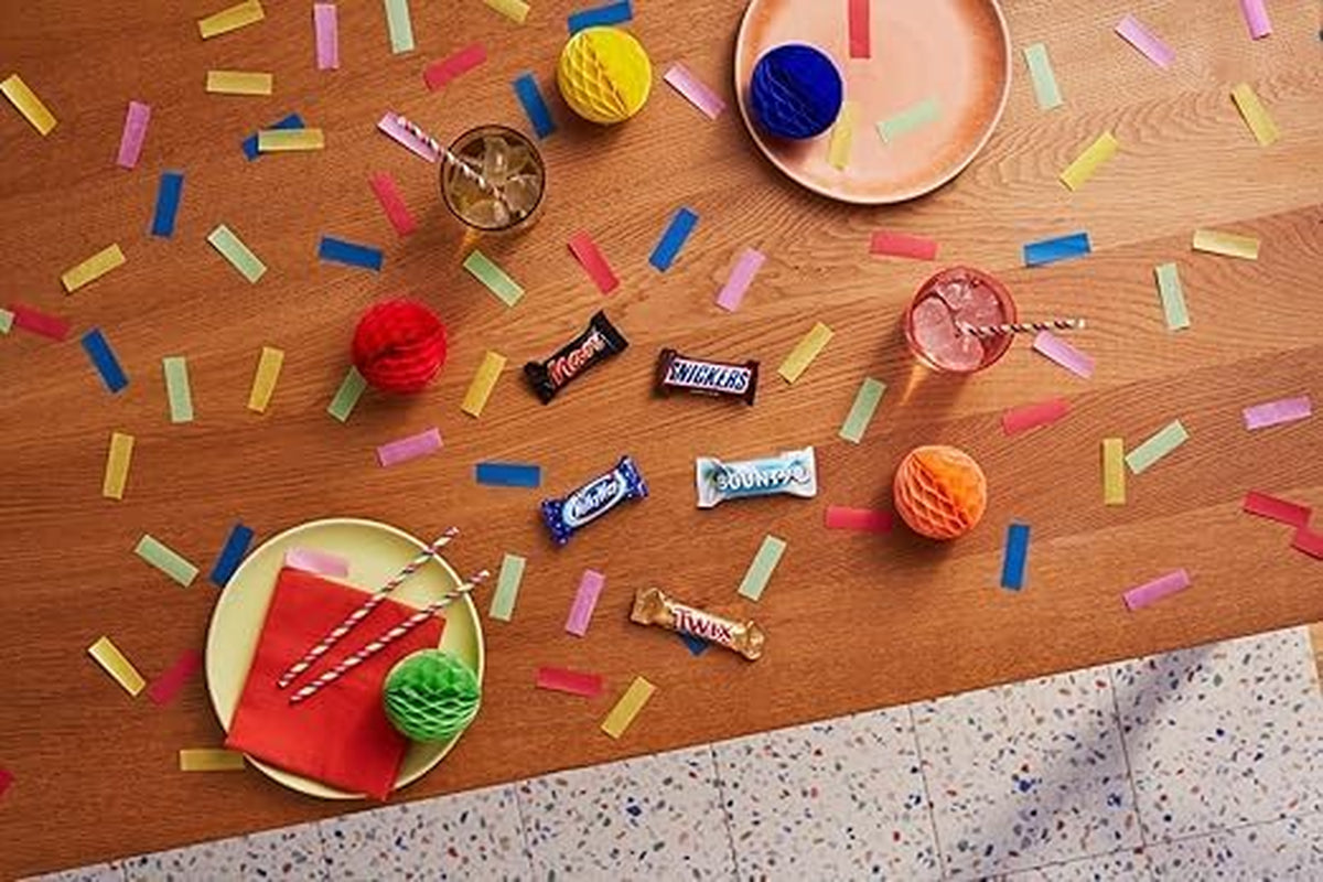 Mini-Mischschokoladen-Großpackung, Schokolade, 35 Mini-Schokoladensnacks (Mars, Snickers, Bounty, Twix, Milky Way) als Süßigkeiten, Schokoladengeschenk, Bonbonbox (710 g)