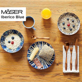 MÄSER 934017 Iberico Blue Tafelservice für 4 Personen, 12-teilig, maurischer Stil, verschiedene Vintage-Designs in Weiß und Blau, Keramik