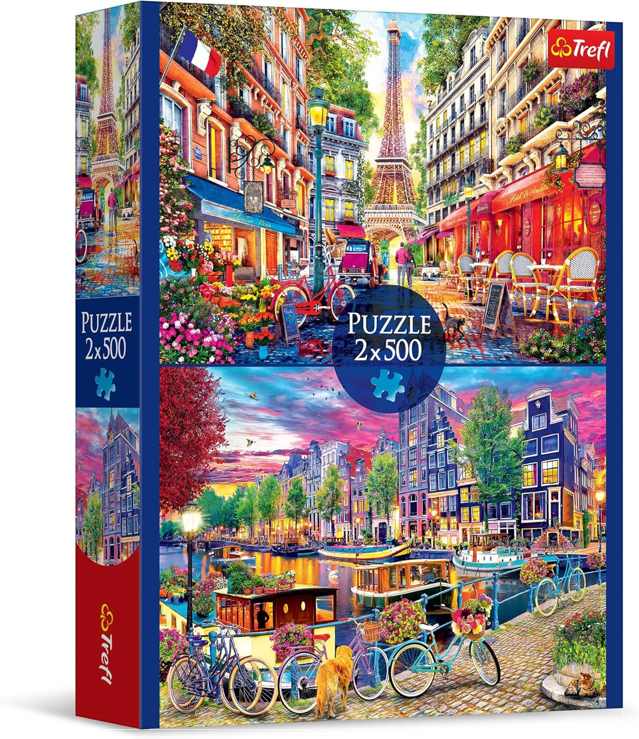 Trefl – 2-in-1-Puzzle: Europäische Hauptstädte – 2 x 500 Teile – Set mit zwei Puzzles, Heimwerken, kreative Unterhaltung, für Erwachsene und Kinder ab 10 Jahren. Standardtitel im Naty Shop