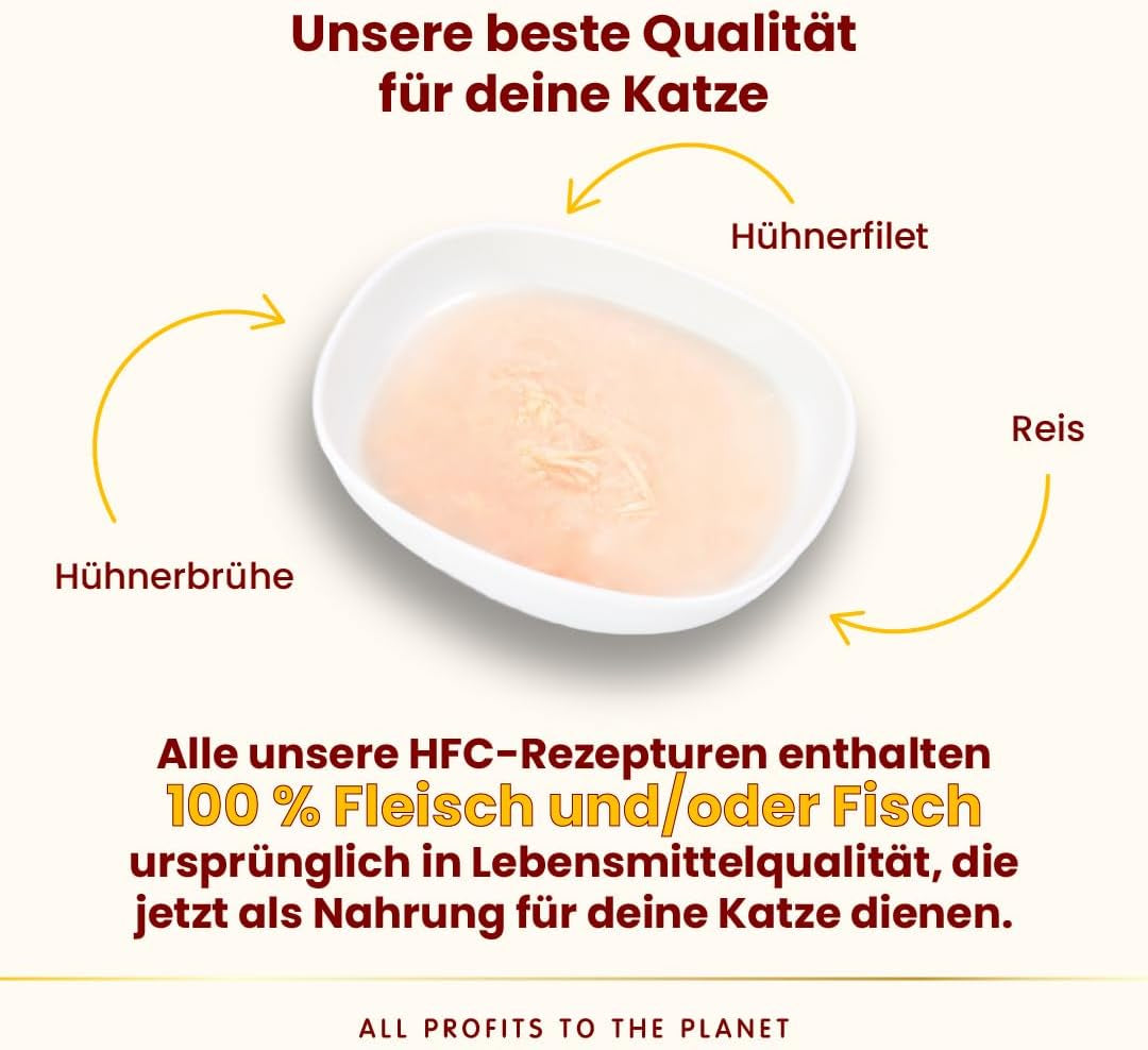 almo nature HFC Hydration Help Nassfutter für Katzen – Hühnersuppe und Hühnerfilets – für den menschlichen Gebrauch geeignet, glutenfrei, Monoprotein, 50 g, 24 Stück, 1,2 kg