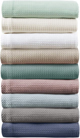 Madison Park, 100 % ägyptische Baumwolle, atmungsaktive Bettdecke, Premium-Strick, Luxus-Saison, leichter Bezug für Bett, Sofa und Couch, Doppelbett/Queensize-Bett, Rosa, Naty Shop Bettdecken und Steppdecken