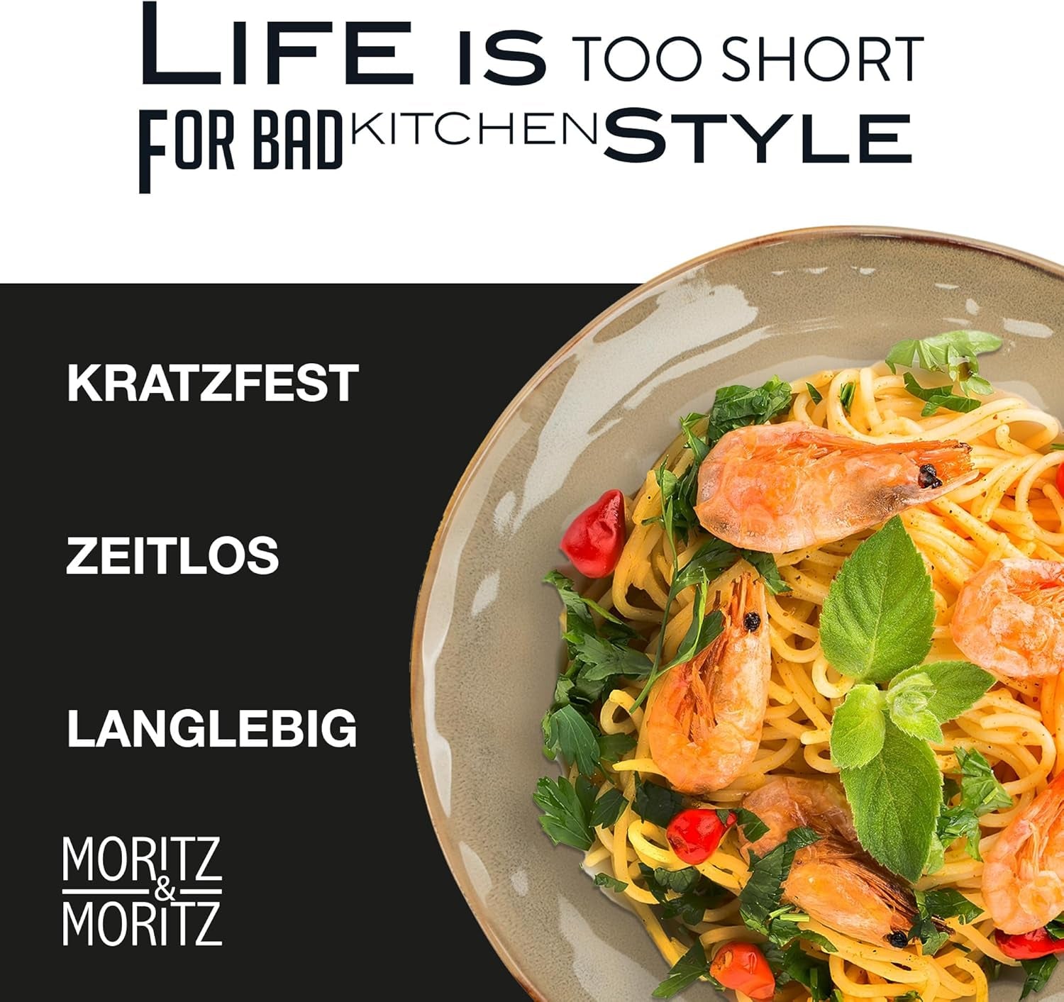 Moritz & Moritz COPA 16-tlg Geschirrset 4 Personen - Elegantes Teller Set aus hochstehendem Steinzeug - Geschirr Set 4 Personen aus je 4x Dinnerteller, Dessertteller, Müslischale & Kaffeebecher
