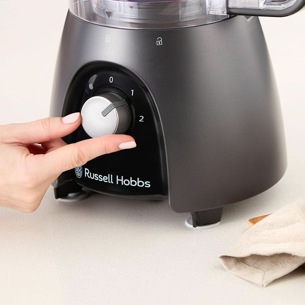 Russell Hobbs Küchenmaschine [Mixer/Gemüsezerkleinerer/Tischmixer/Zerkleinerer/Mixer] Küchenmaschine (Kneten, Mischen und Schneiden), Matte Charcoal Kitchen Naty Shop