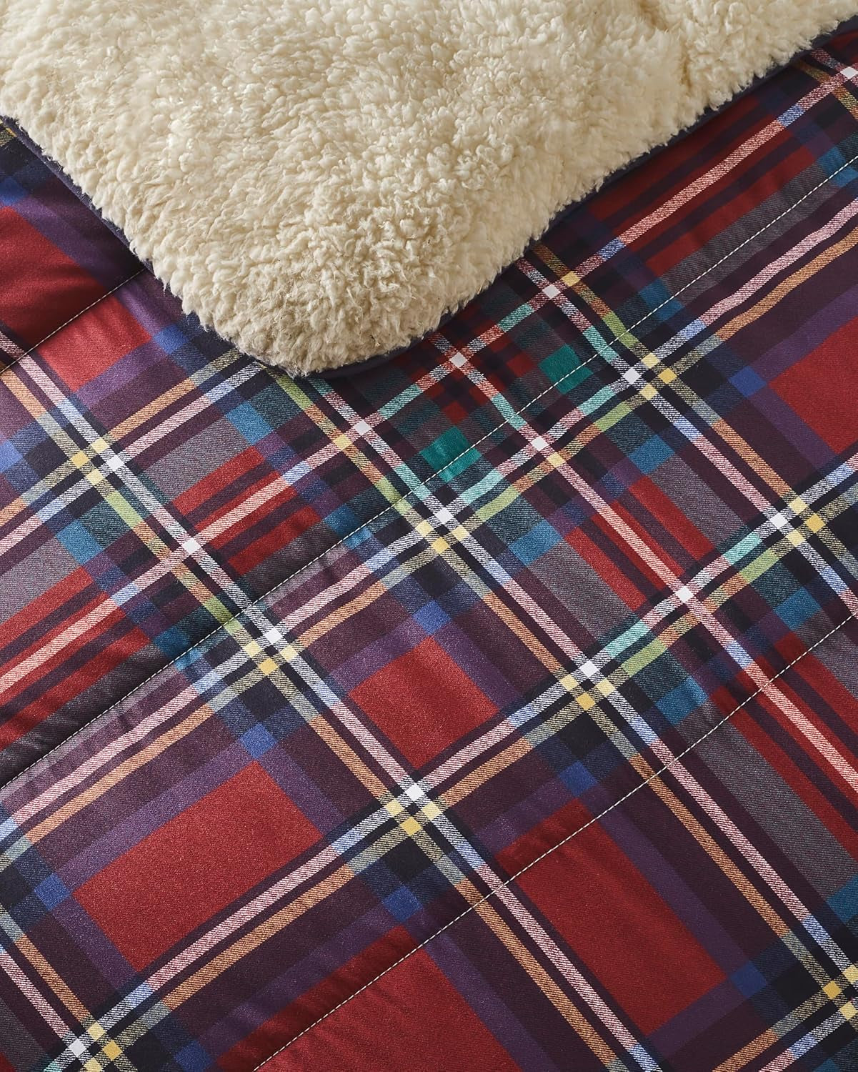 Gemütliche Sherpa-Fleecedecke von Night Lark, klassisches rotes Schottenkaro, 9 Tog, luxuriös, flauschig, dick und wendbar, perfekt für Couch, Bett, Couch, Couch. Hypoallergen, maschinenwaschbar, Größe: Night Lark-Betten und Bettdecken