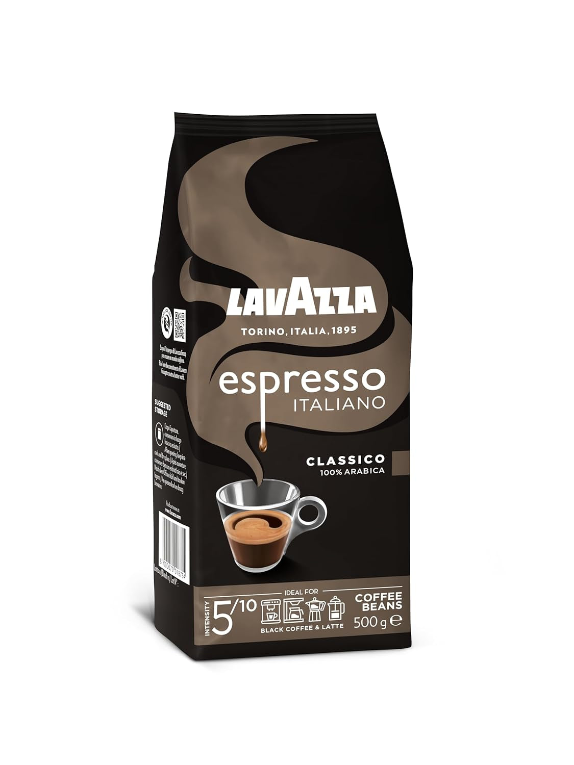 Lavazza Espresso Italiano Kaffeebohnen, 100 % Arabica-Espresso, ausgewogen und aromatisch, 500g-Packung