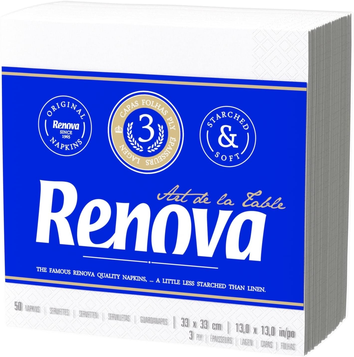 Renova-Papierservietten, Tischkunst, 50 Premium-Servietten, 3-lagig