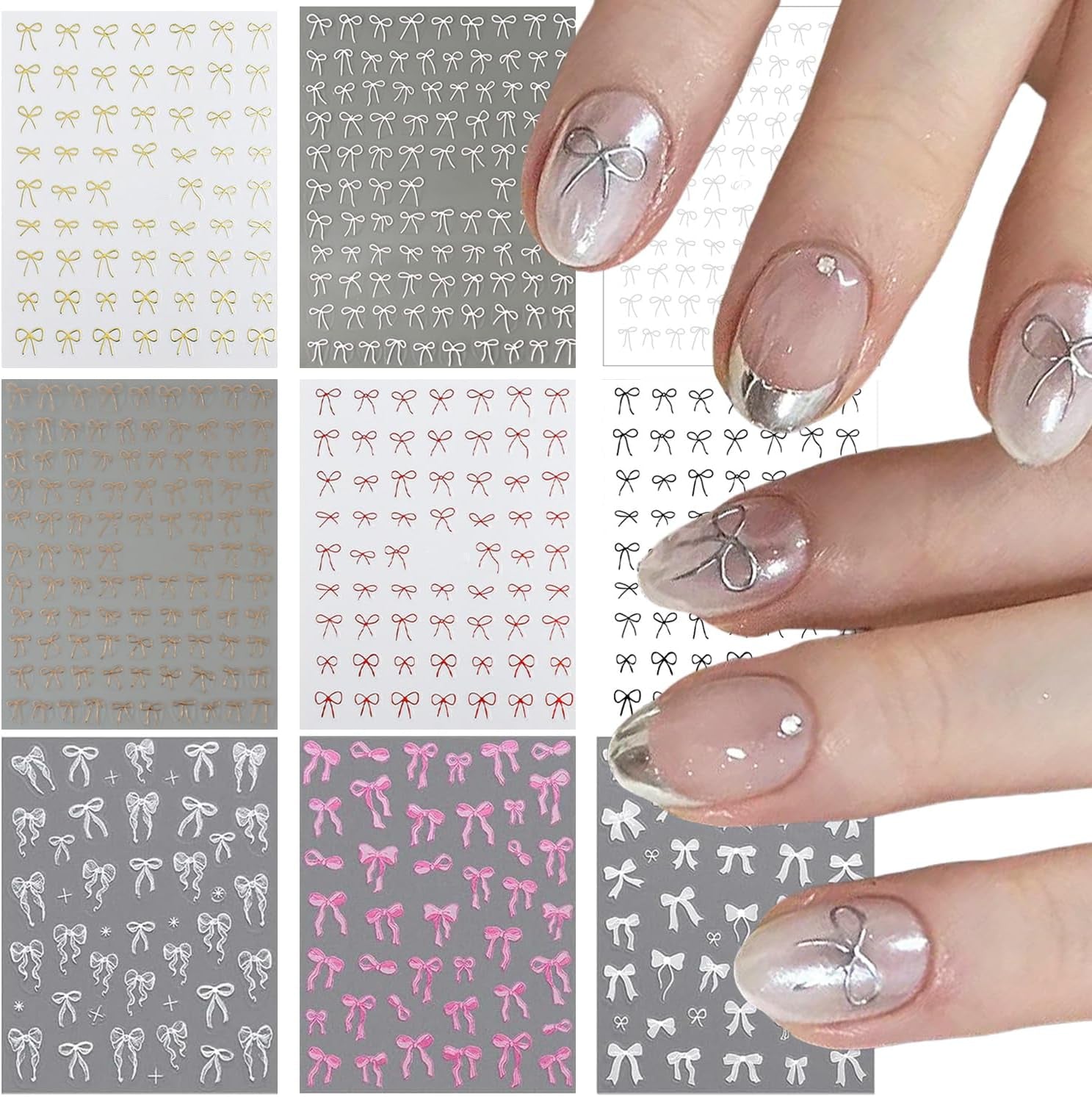 GZMAYUEN 12 Farben Französische Nagelaufkleber, 3D-Nagelaufkleber mit französischem Farbverlauf, selbstklebendes Nageldesign, Nagelzubehör