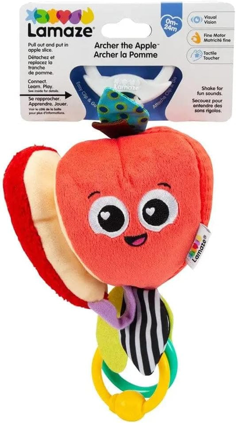 LAMAZE Bea die Banane, Clip-on-Kinderwagen und Kinderwagen-Neugeborenenspielzeug, Baby-Sensorspielzeug mit Farben und Geräuschen, Entwicklungsspielzeug für Jungen und Mädchen von 0–24 Monaten, Gelb Babyspielzeug Naty Shop Albert, Apple