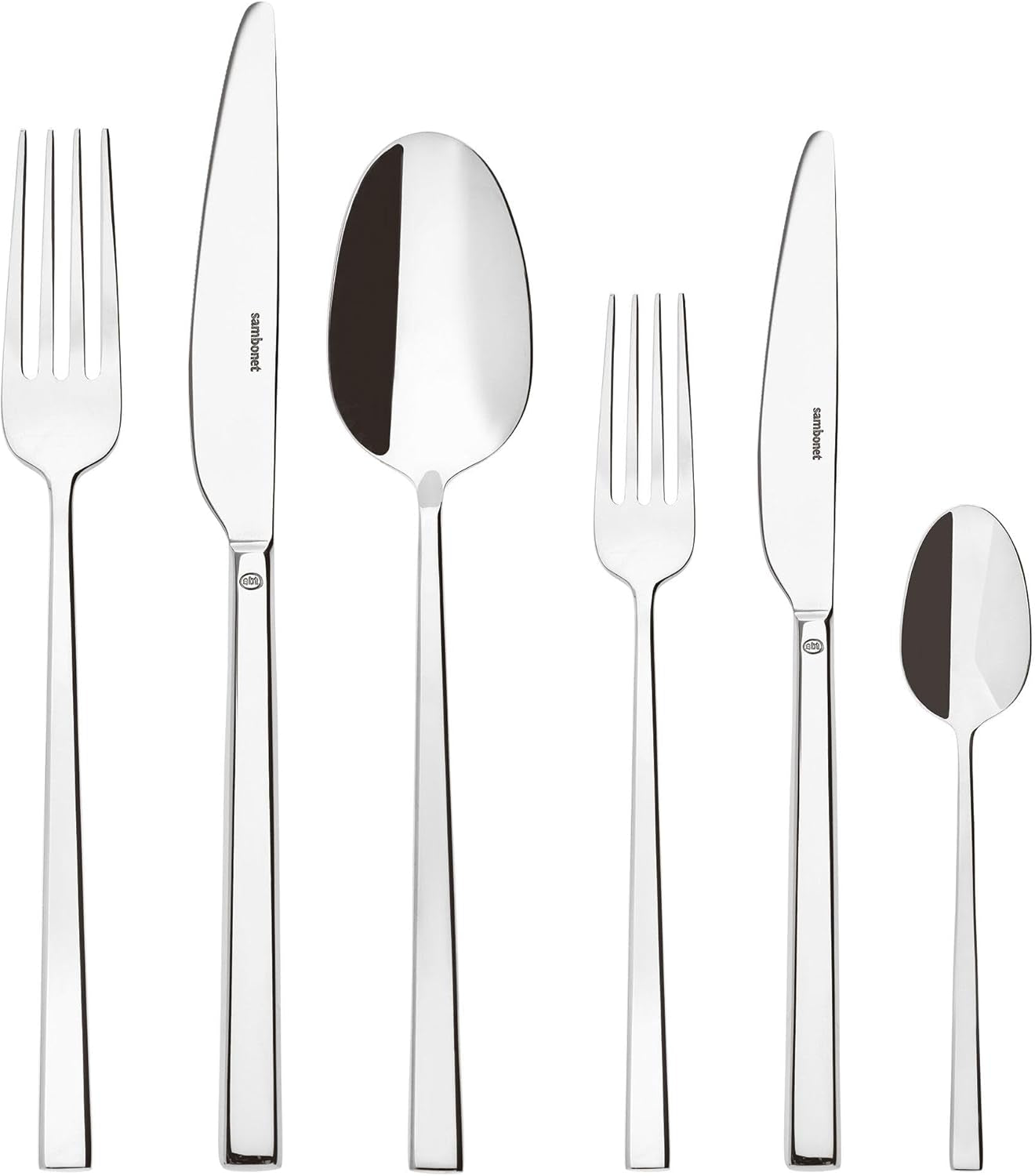 Sambonet 52562-N2 Rock Edelstahl - Besteckset Monobloc Edelstahl 18/10 Kitchen Naty Shop Set 6 Personen - 36-teilig