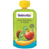 Kiwi-Bananen in Apfel-Quetschie (6 x 120g), ohne Zuckerzusatz, glutenfrei, ideal für unterwegs und selbständiges Snacken