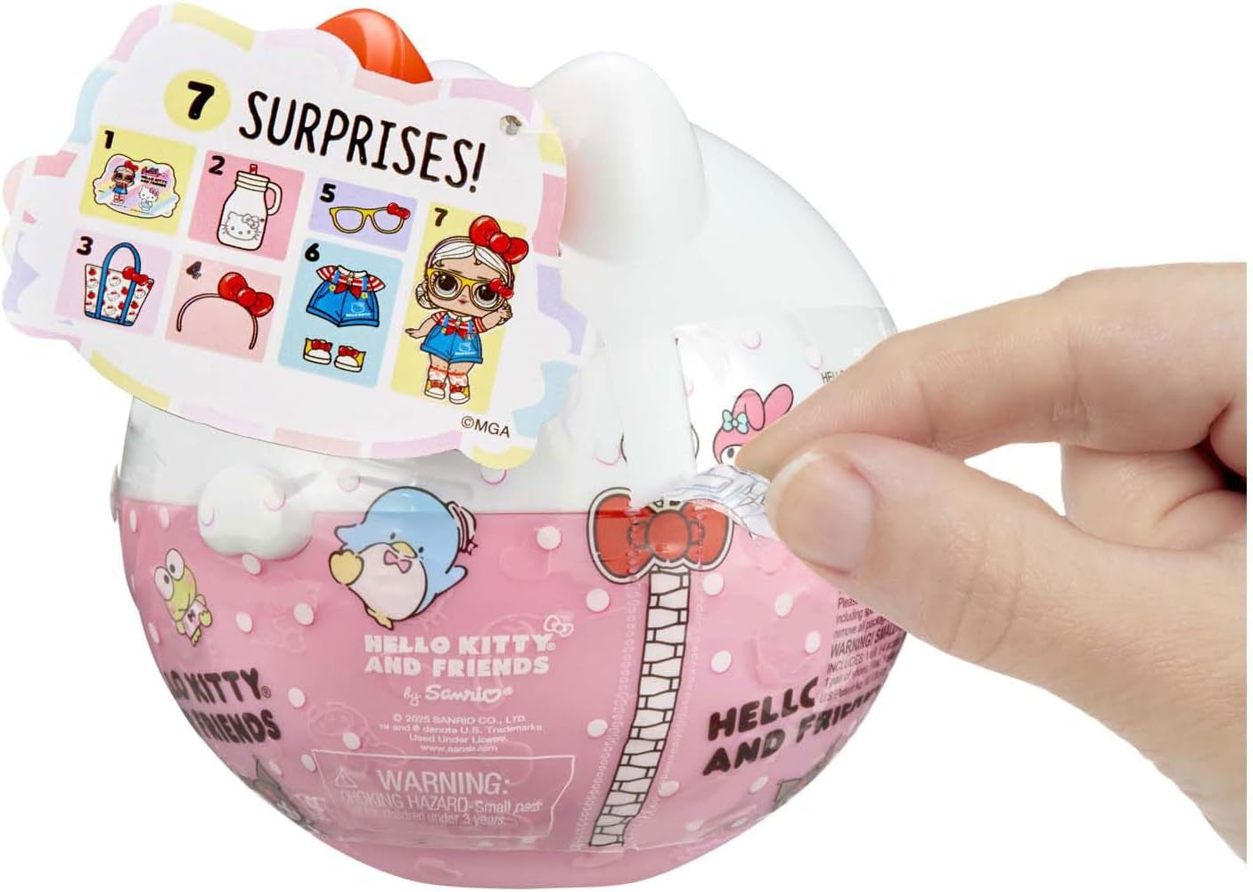 LOL Überraschung! Love Hello Kitty and Friends – 1 Puppe mit 7 Überraschungen, zufällige Auswahl, 8 Sammlerstücke, für Kinder ab 4 Jahren, Rosa