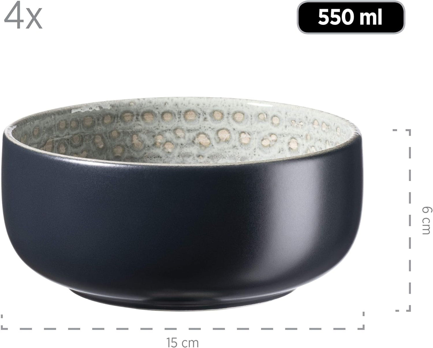 MÄSER 931744 Spicy Market Serie, handbemaltes Geschirrset für 4 Personen im mediterranen Vintage-Design, 16-teiliges Keramik-Kombinationsset, grün, Steinzeug