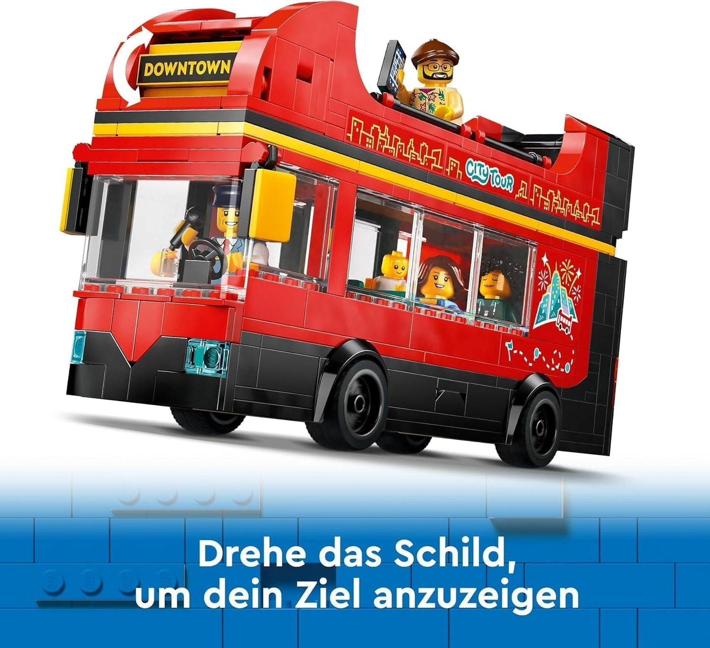 LEGO City Doppeldeckerbus, Doppeldecker-Spielzeugbus, Fahrzeugset für Mädchen und Jungen ab 7 Jahren, enthält 5 Figuren, darunter ein Baby im Kinderwagen 60407 Bausets Besuchen Sie den LEGO-Store
