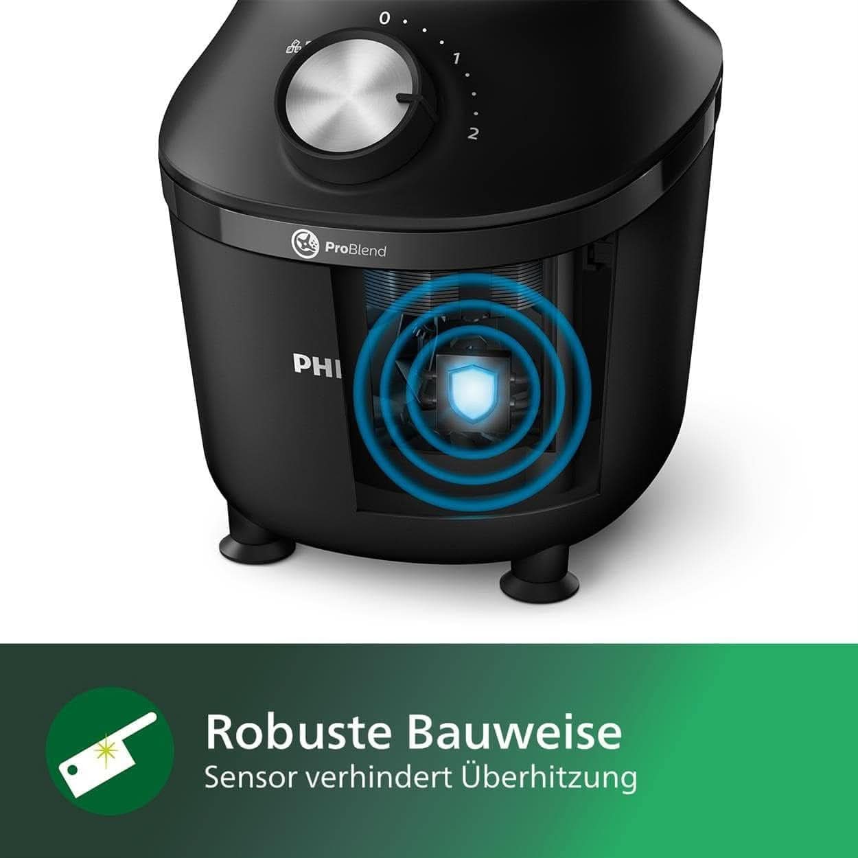 Philips Standmixer und Smoothie Maker – 600 W, 2-Liter-Becher, Homeid-App, 2 Geschwindigkeitsstufen + Impulsfunktion, Problend, Ice-Crush-Funktion (HR2291/41) Kitchen Naty Shop