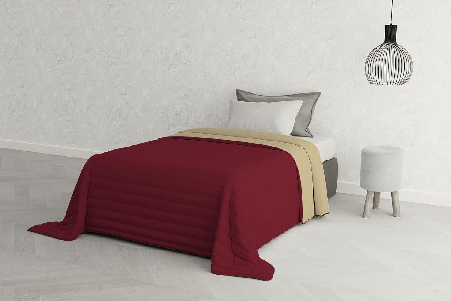 Italienische Bettwäsche Estivo Einzelbett, Leinen, Aqua, 170 x 270 cm Bettdecken und Steppdecken Naty Shop Bordeaux/Panna 170 x 270 cm