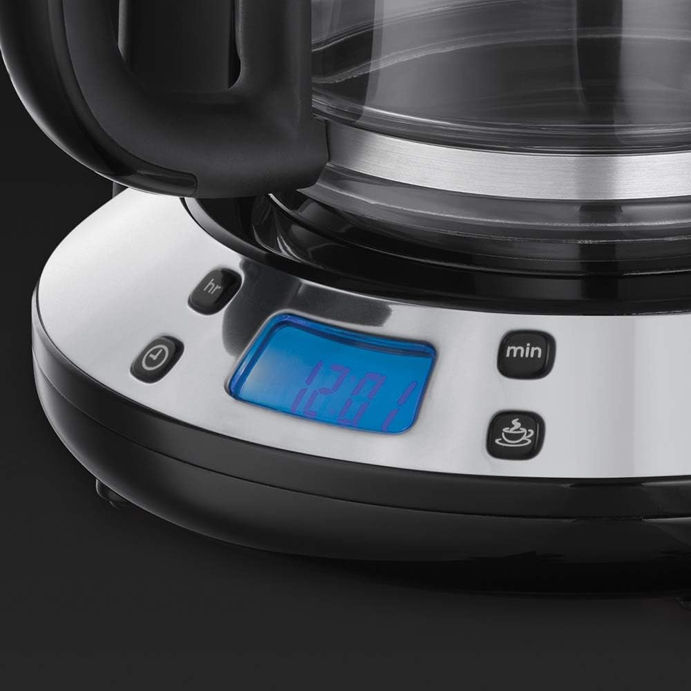 Russell Hobbs Kaffeemaschine [Digitaler Timer, Duschkopf für optimale Extraktion und Aroma] Colors+ Creme (1 bis 10 Tassen, 1,25 l Glaskaraffe, Heizplatte, 1100 W) Filterkaffeemaschine 24033-56
