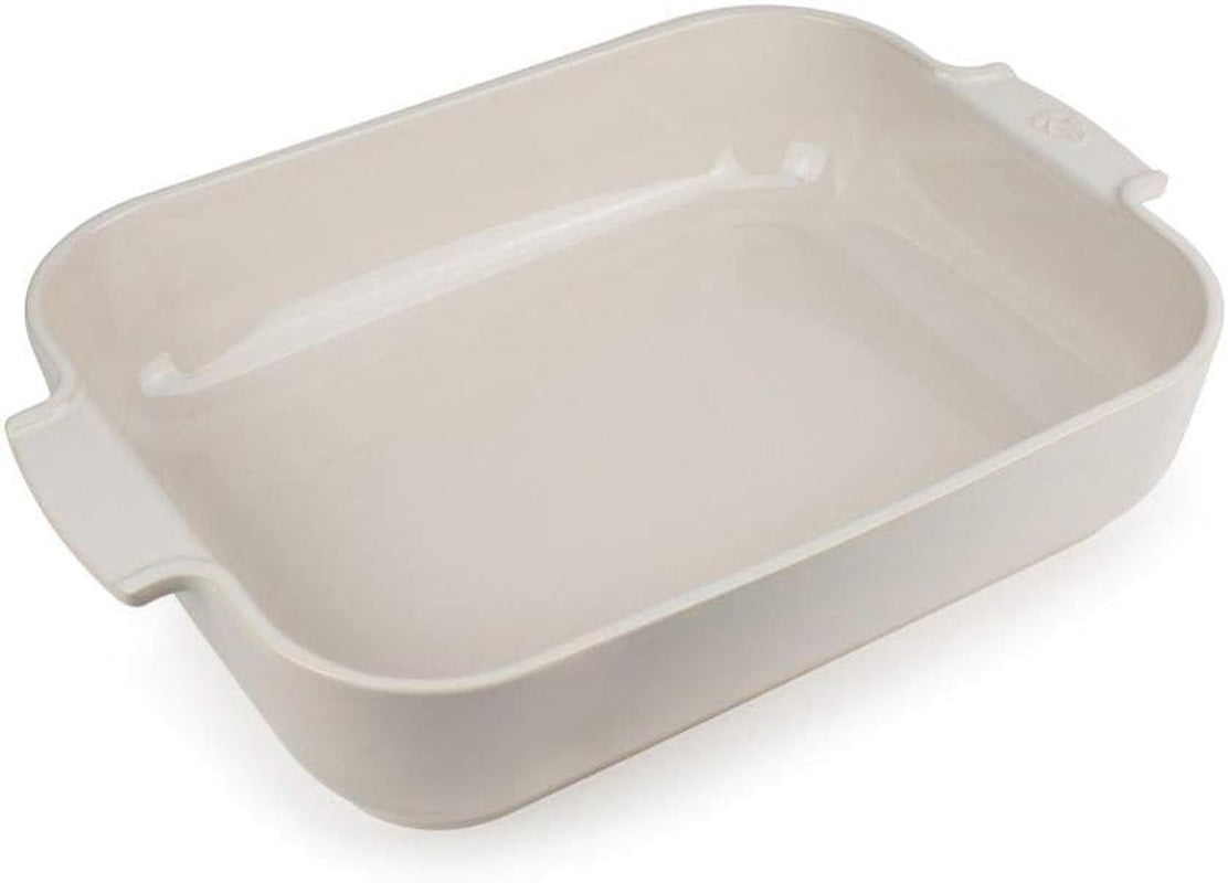 Peugeot Appolia Rechteckige Auflaufform Mit Griffen, Keramik, Schiefer / Grau, 8.3X40.5X27.2 Cm, Fassungsvermögen: Ca. 4 L, 60022 Formen und Bleche zum Backen Naty Shop Ecru