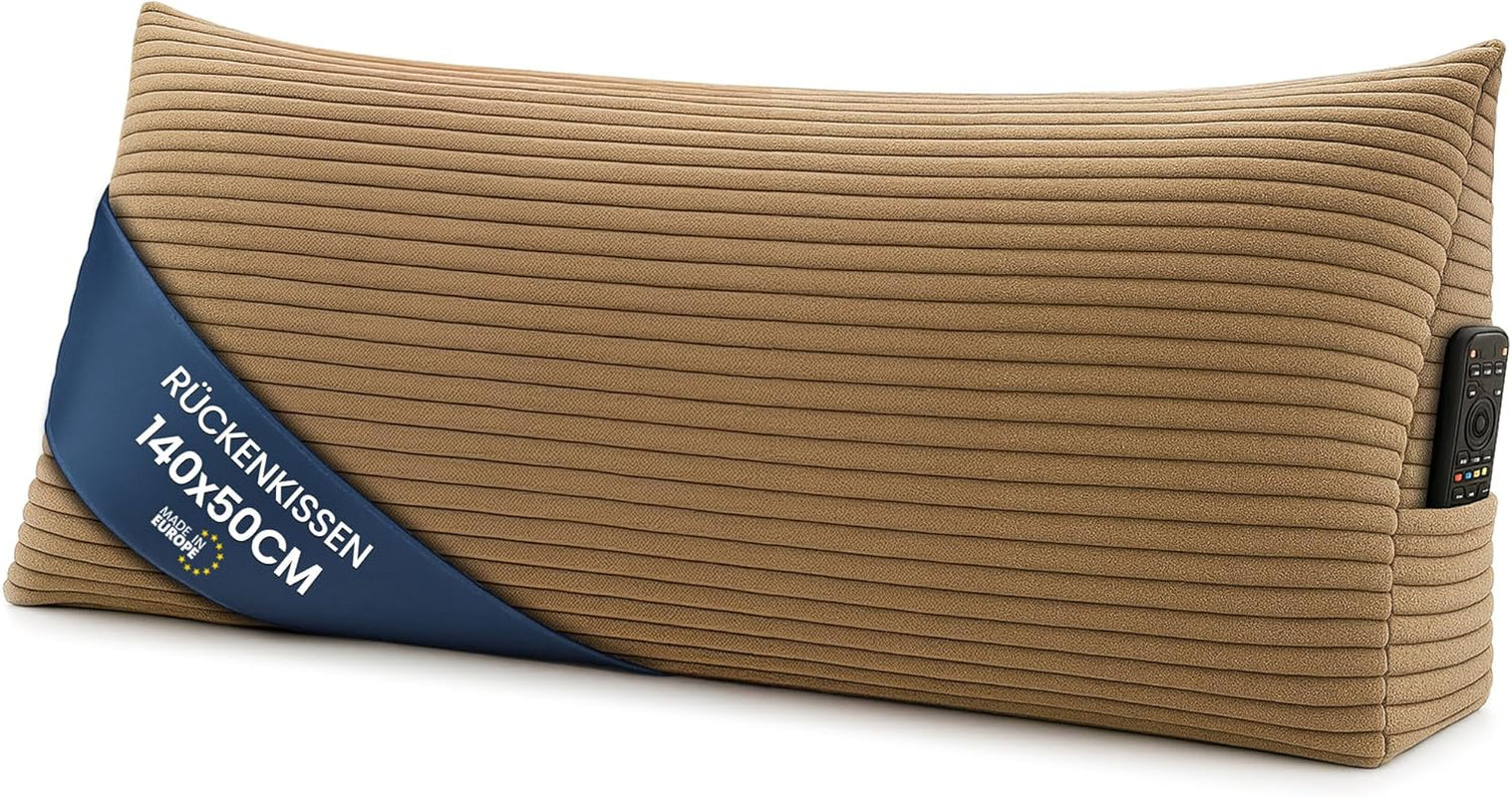 Federkissen, Rückenkissen, Samtkissen, Breite 70 cm – Lesekissen für Bett, Sofa und Sofa, großes Sofakissen, Wandkissen, Sofakissen, Lesekissen, Rückenstützkissen, hellgrau