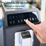 KRUPS Evidence One automatische Espressomaschine mit Milchschlauch, One-Touch-Cappuccino, 12 Spezialgetränke, 2-Tassen-Funktion, Farbdisplay, Espressomaschine, TÜV-Zertifikat, Schwarz, EA895N10