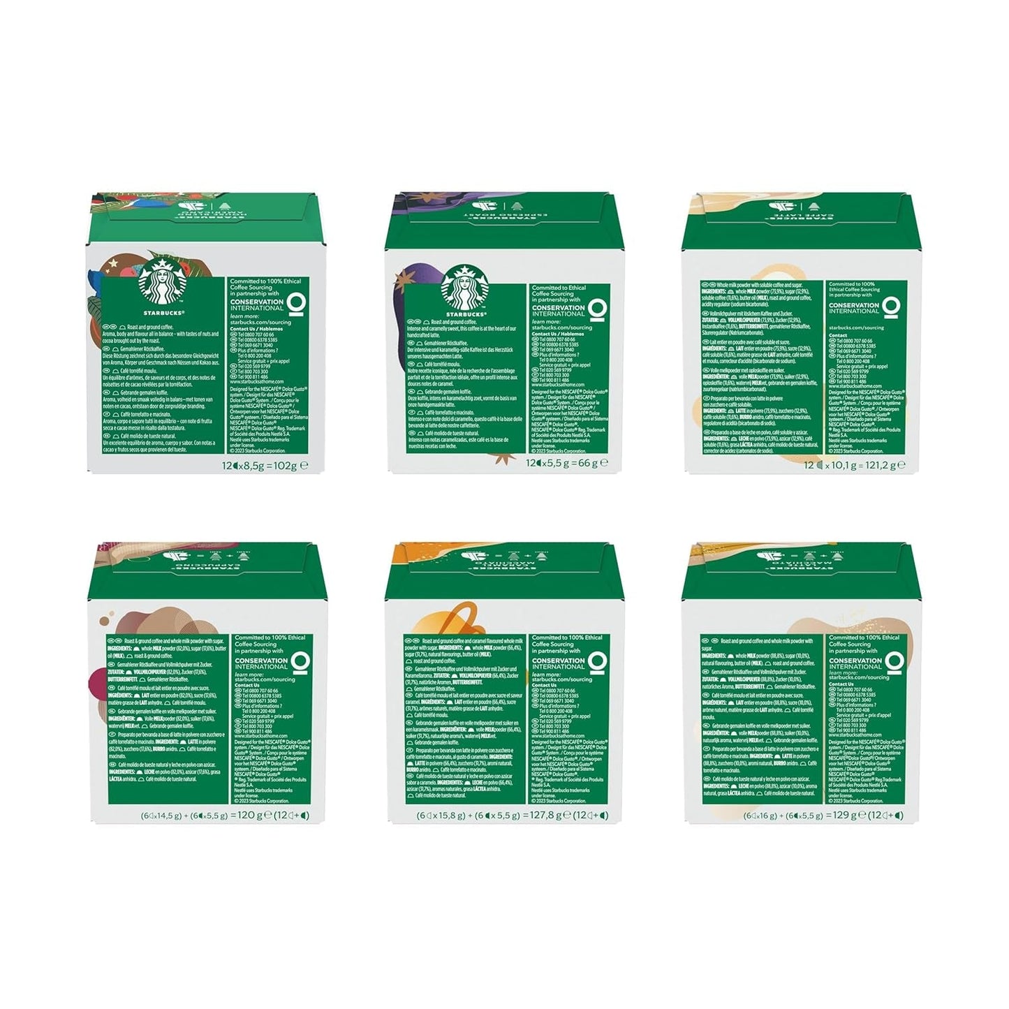 STARBUCKS Probierset, Mixed Cup Variety Pack von Nescafé Dolce Gusto Kaffeekapseln 6 x 12 (72 Kapseln) – Exklusiv bei Amazon