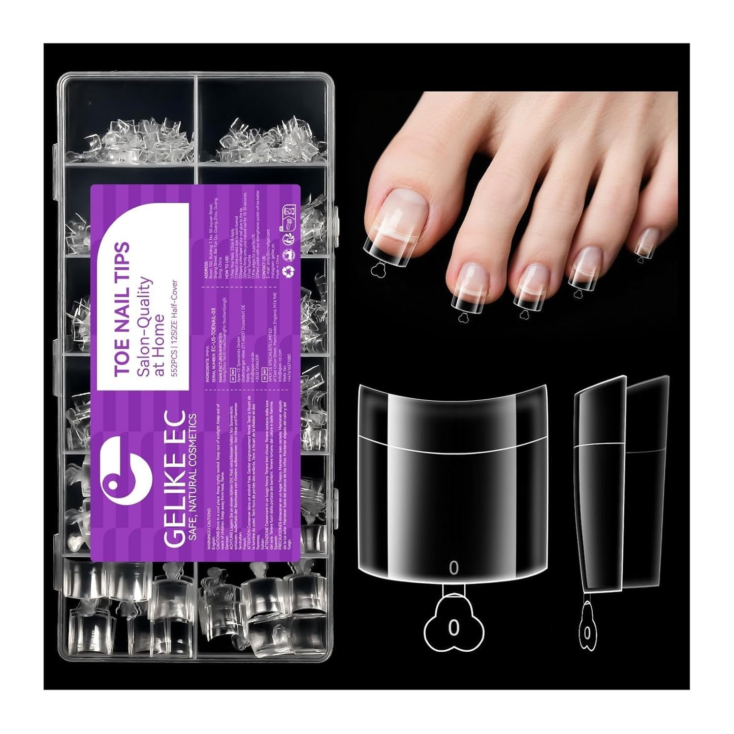 Gelike Ec Short Almond Nails – Weiche Nägel mit vollständiger Abdeckung, vorpolierte künstliche Nägel für Nagelverlängerungen, Nagelstudio zu Hause, DIY-Salon, 120 Stück, 12 Größen