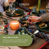 Mikasa Jardin 12-teiliges Geschirrset, Steinzeug-Geschirrset für 4 Personen mit Tellern, Beilagentellern und Schüsseln, grün – Geschenkbox und spülmaschinenfest