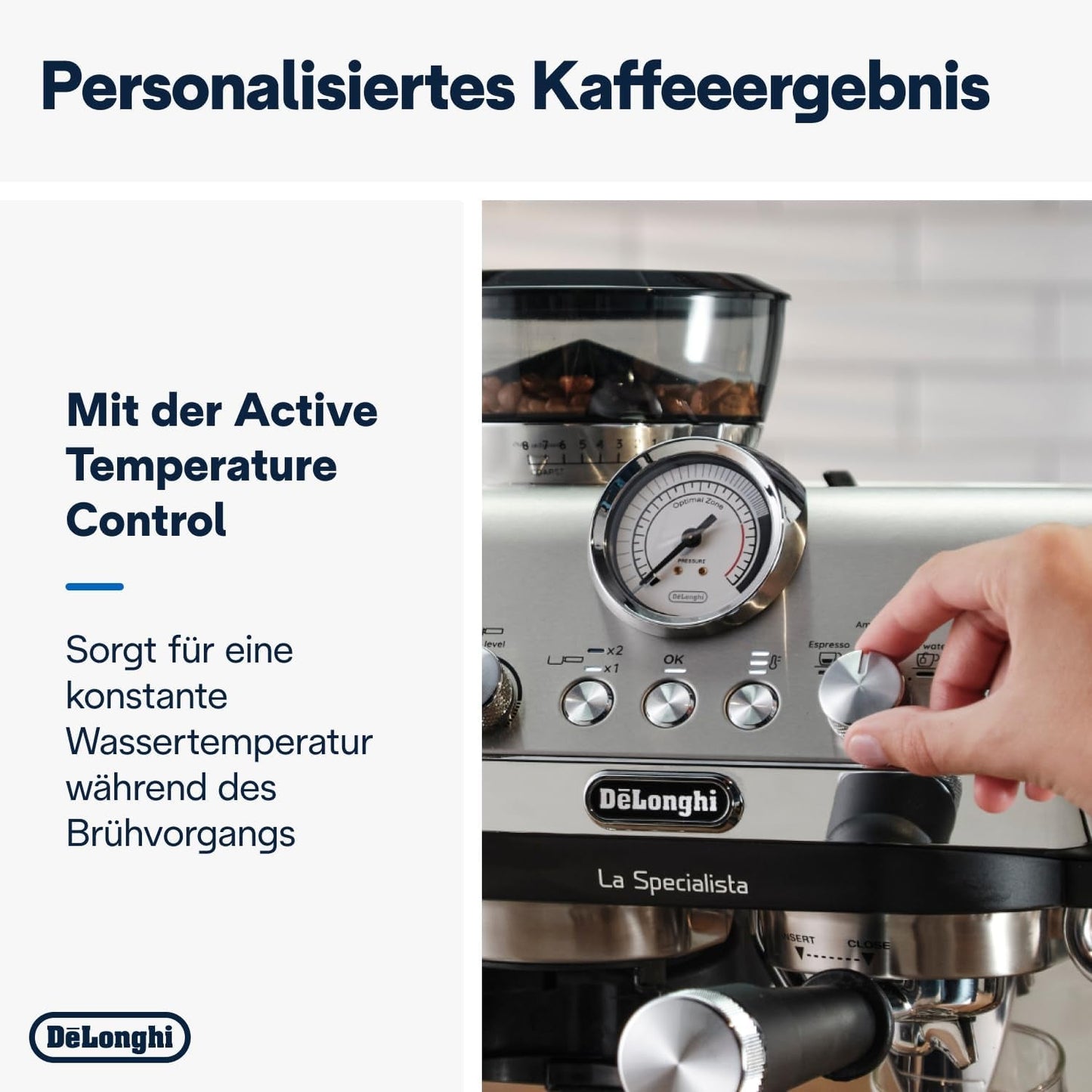 De'Longhi La Specialista Arte EC9155.MB Siebträger-Espressomaschine mit Mahlwerk, 8 Mahlgradeinstellungen, 15 bar Druck, 3 Temperatureinstellungen, Milchaufschäumer, 1550 W, 1,7 l Tank, Edelstahl/Schwarz, inklusive Barista-Kit
