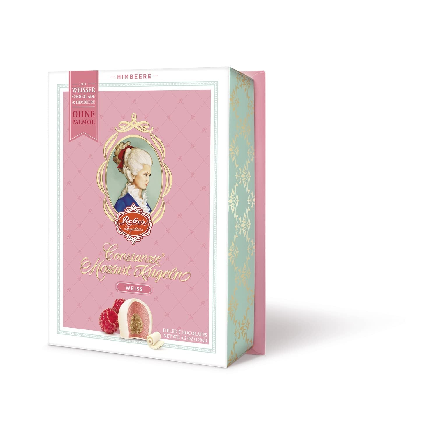 Reber Mozartkugeln mit Zartbitterschokolade, 6er Pack mit Marzipan und Nougat, vegan – 1 x 120 g
