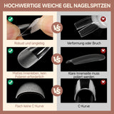 Ballerina-Gel-Nagelspitzen, 216 Stück, 12 Größen, weiche Gel-Nagelspitzen, vollständige Abdeckung, Nagelverlängerungs-Set, halbmatt, DIY, Heimkunst