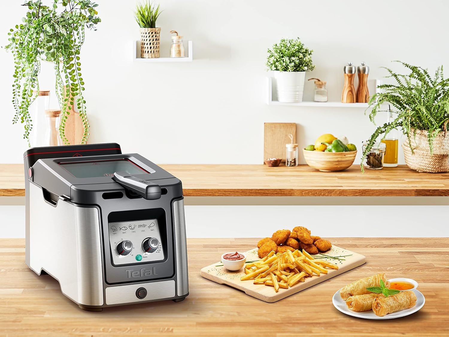 Tefal FR600D Clear Duo Fritteuse, Frittieren mit weniger Rauch und Gerüchen, 1,2 kg Fassungsvermögen, Thermostat, Timer, großes Sichtfenster ohne Nebel Haushaltsgeräte Naty Shop