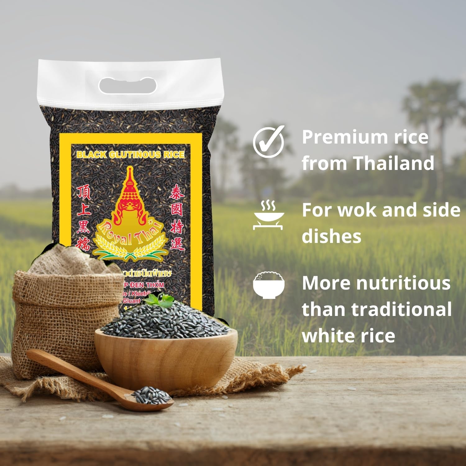 ROYAL THAI RICE - Schwarzer Klebreis - 10 x 1 kg - Multipack