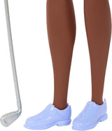 Barbie Brunette-Golferpuppe in abnehmbarem rosa Polokleid, Golfuniform, inklusive Mütze und Golfschlägerzubehör, JCR69