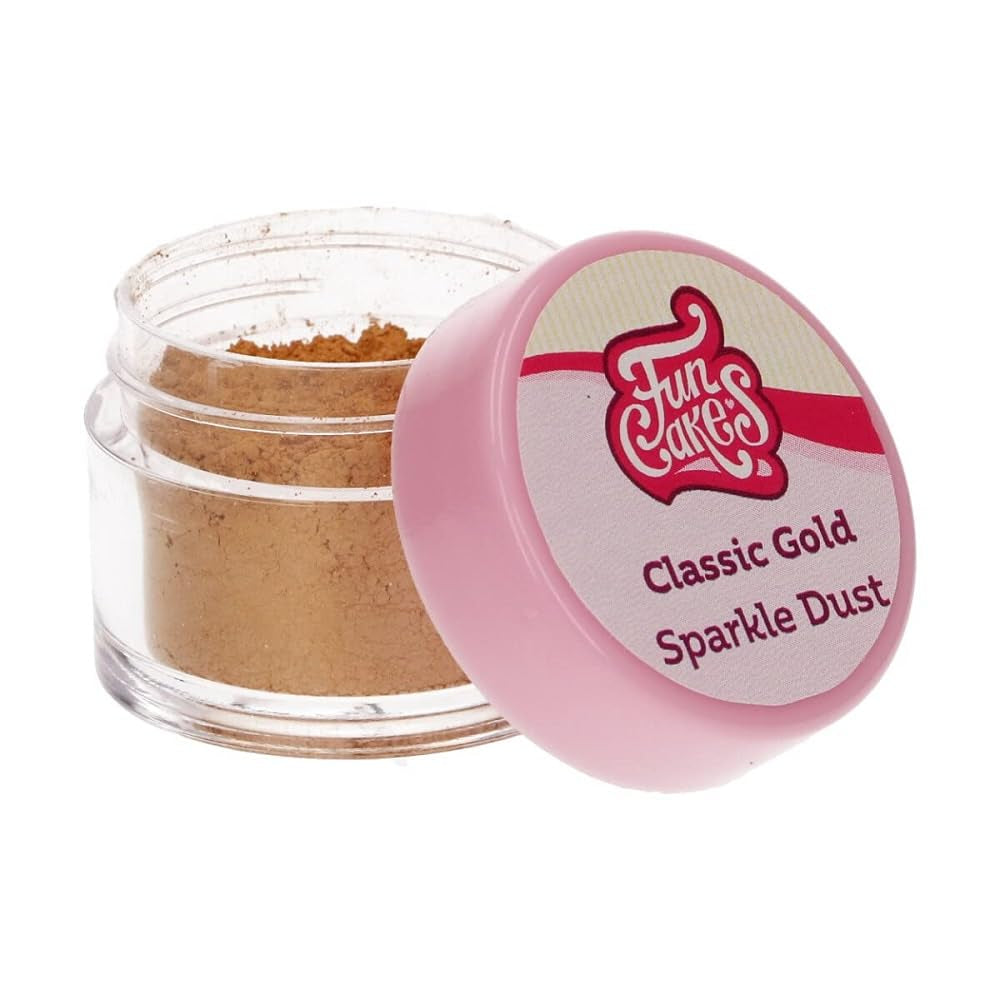 Funcakes Sparkle Dust Classic Gold: Glitzerstaub in Lebensmittelqualität zum Dekorieren von Kuchen, Halal-zertifiziert