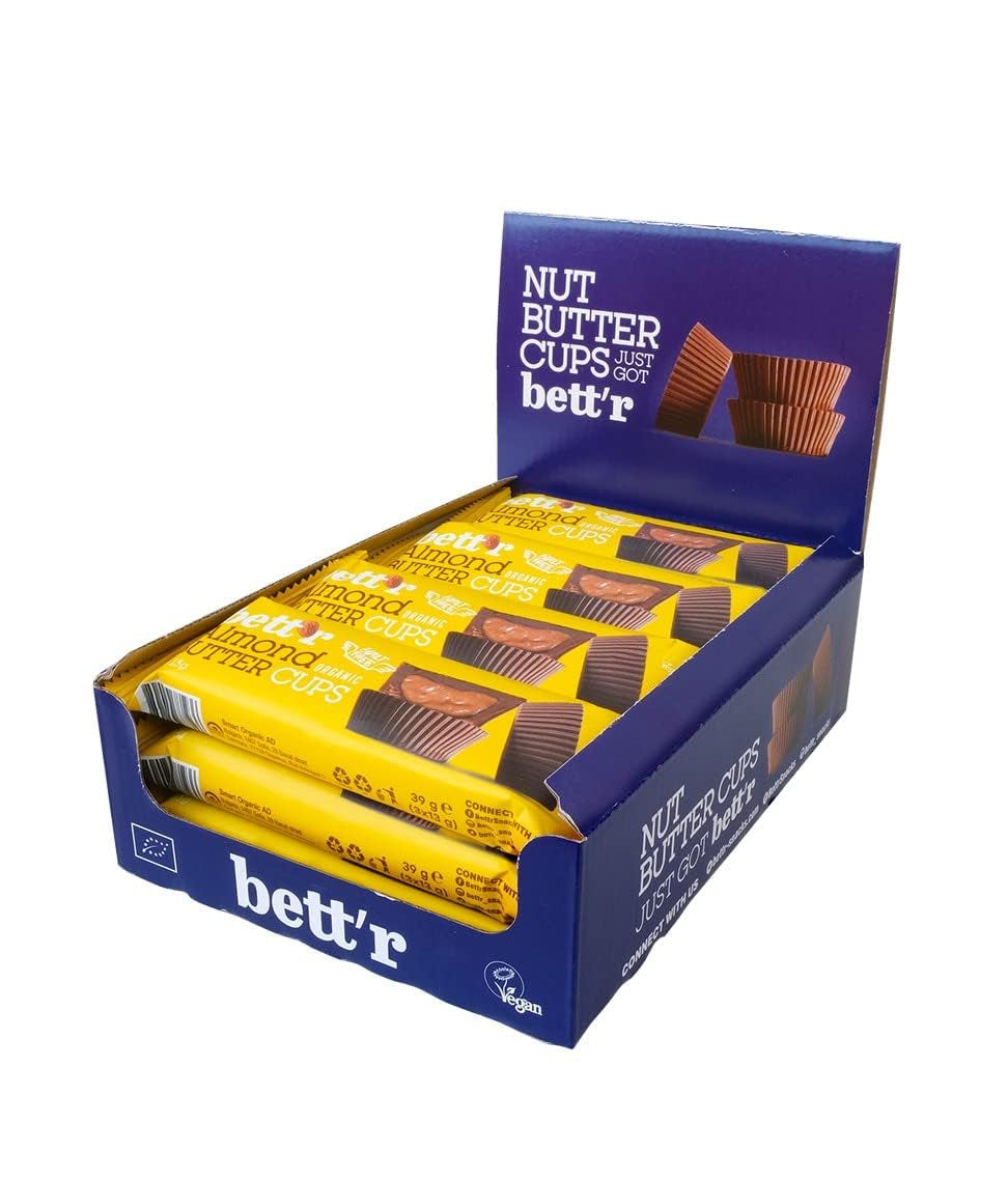 Bio-Haselnuss-Butterblumen ohne Schuldgefühle von Bett'r. 100 % vegan, glutenfrei und laktosefrei – 12 x 39 g
