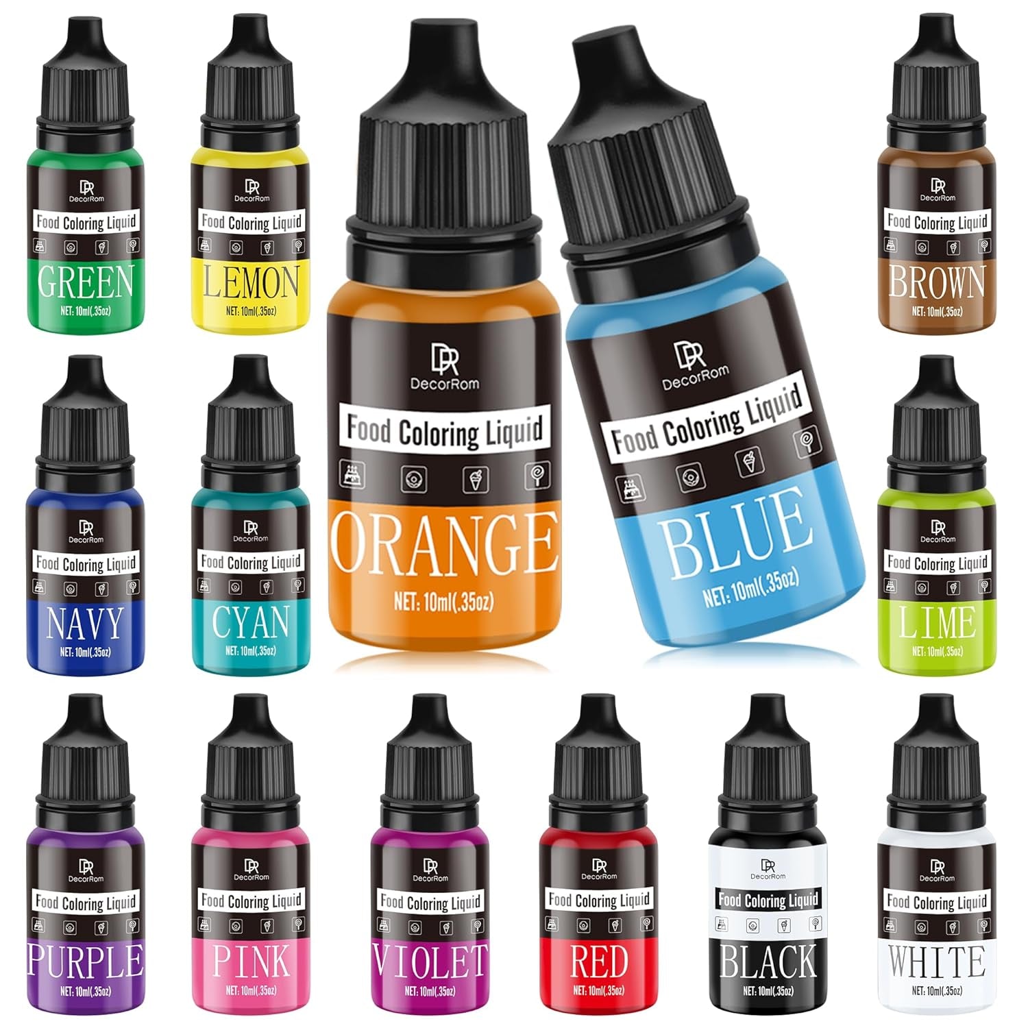Lebensmittelfarbe – 20 Farben x 10 ml, konzentrierte flüssige Lebensmittelfarbe zum Dekorieren von Kuchen, Backen, Keksen, Macarons – zuckerfreie Lebensmittelfarbe für Getränke, Kuchendekoration, selbstgemachten Schleim, Ostereier