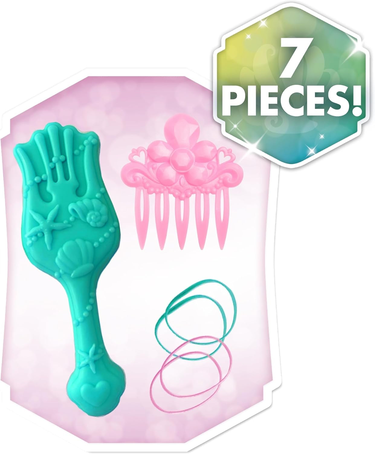 Ariel Just Play Disney Prinzessinnen-Haarkopf, 20 cm, mit Zubehör, 7-teiliges Set, rotes Haarspielzeug für Kinder ab 3 Jahren
