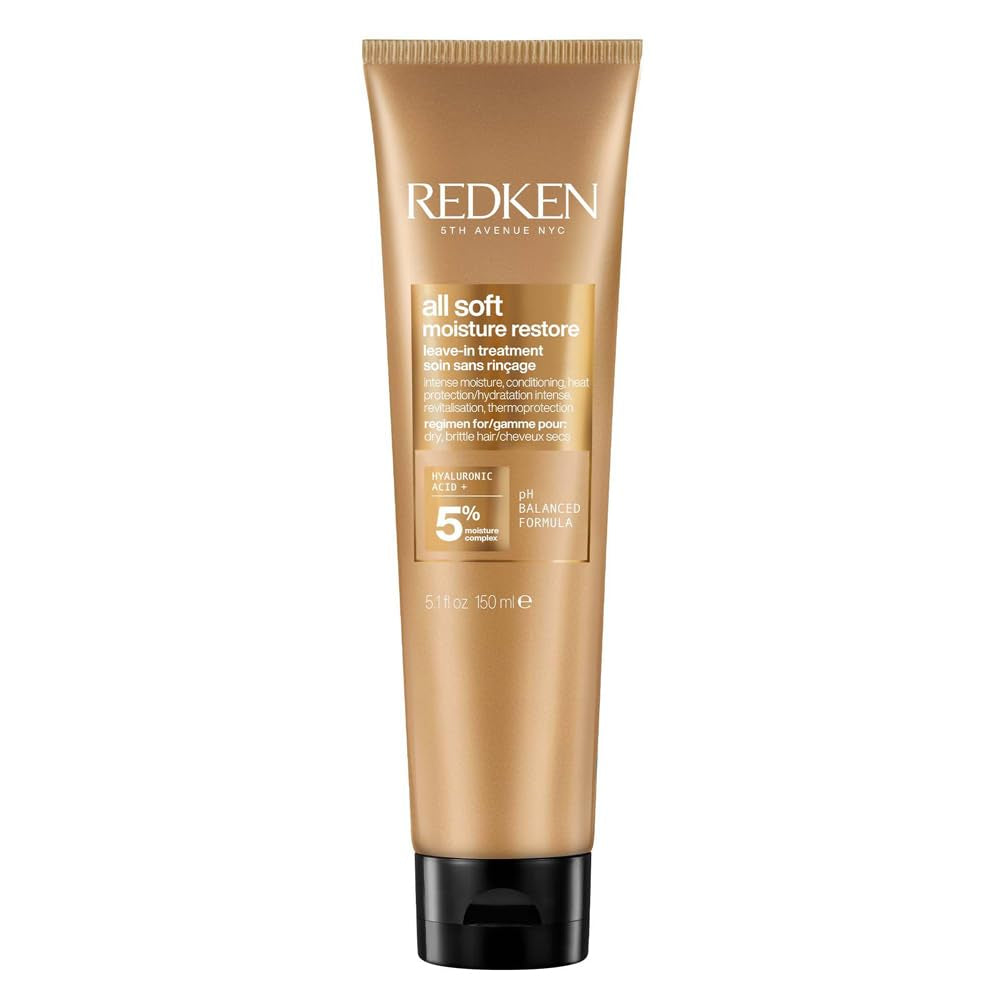 Redken Haarmaske mit Hyaluronsäure für trockenes Haar, Anti-Frizz und Hitzeschutz bis 230 °C, All Soft Moisture Restore Leave-In-Maske, 1 x 150 ml Naty Shop Haarmaske Standardtitel
