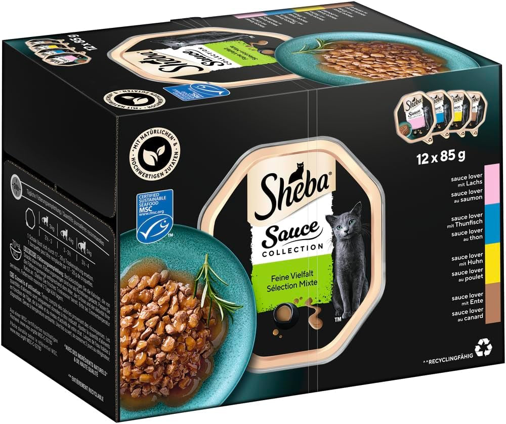 Sheba Sauce Collection Tray Multipack, feine Sorte MSC, 4x12x85g
