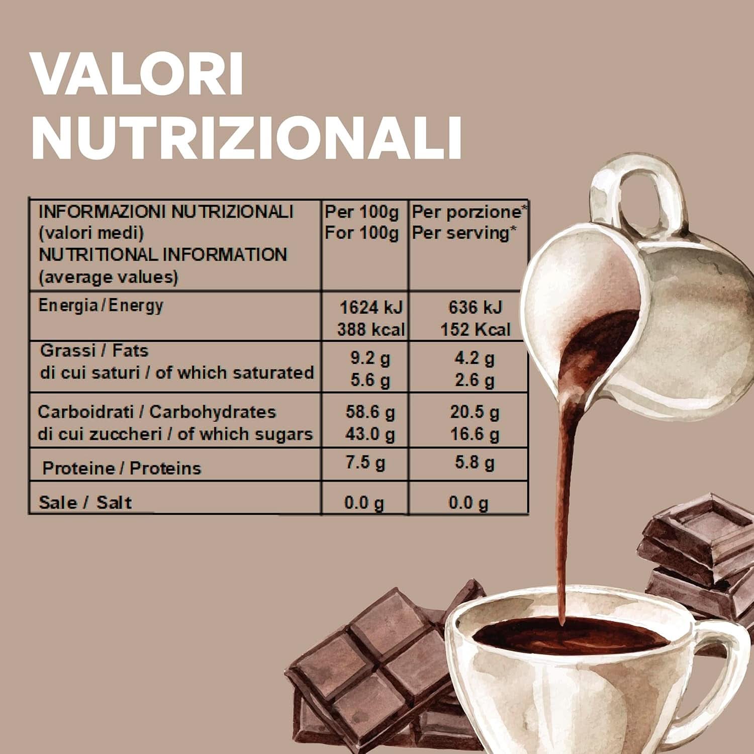 Italienische heiße Schokolade Cortina TART BITTER SCHOKOLADE, 15 Beutel x 30 Gramm Kakao und heiße Schokolade Naty Shop